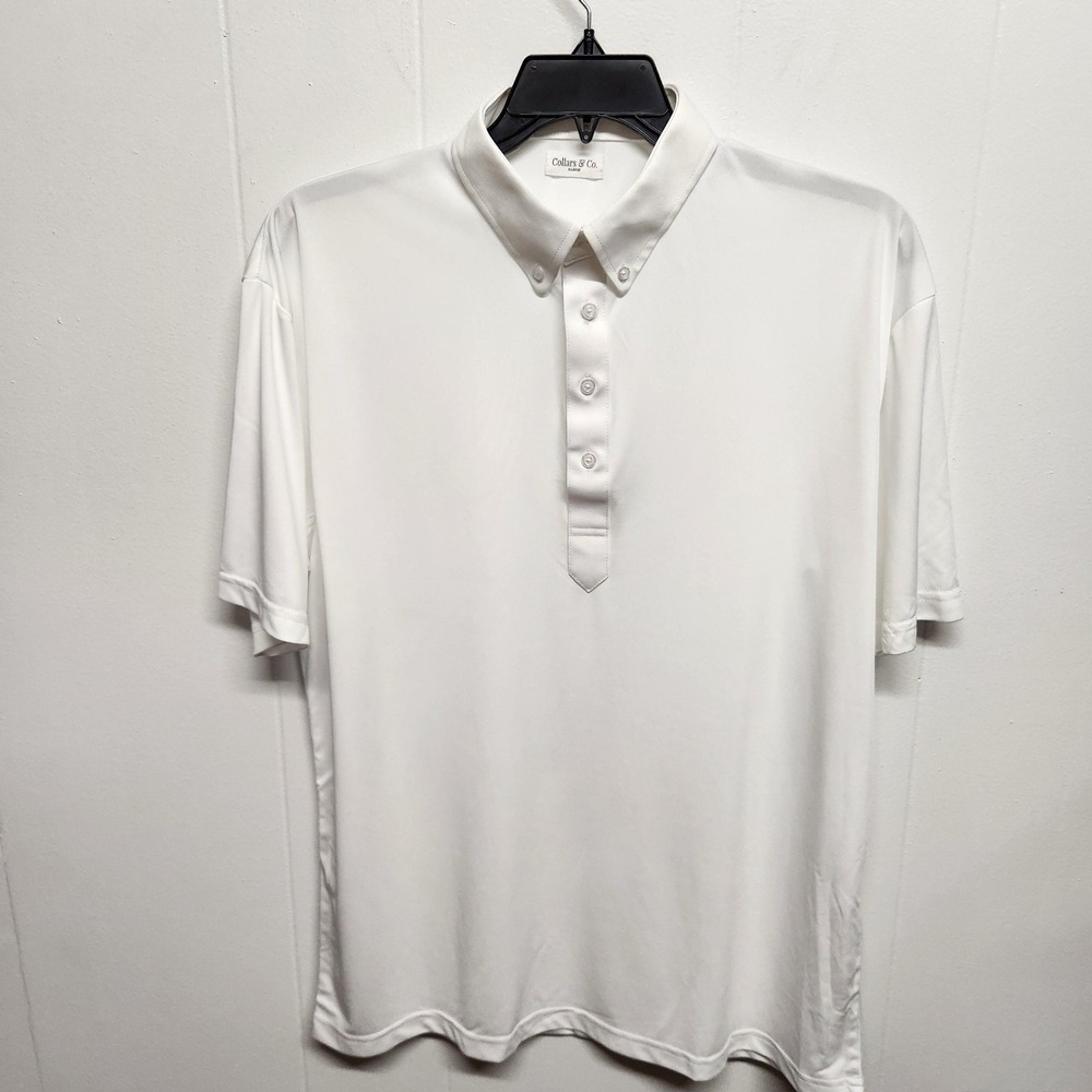 Collars & Co. Polo Shirt Mens XL White Dress Collar Short Sleeve Lightweight